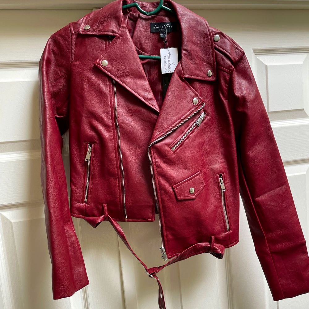 New Small Windsor Burgundy Leather Jacket